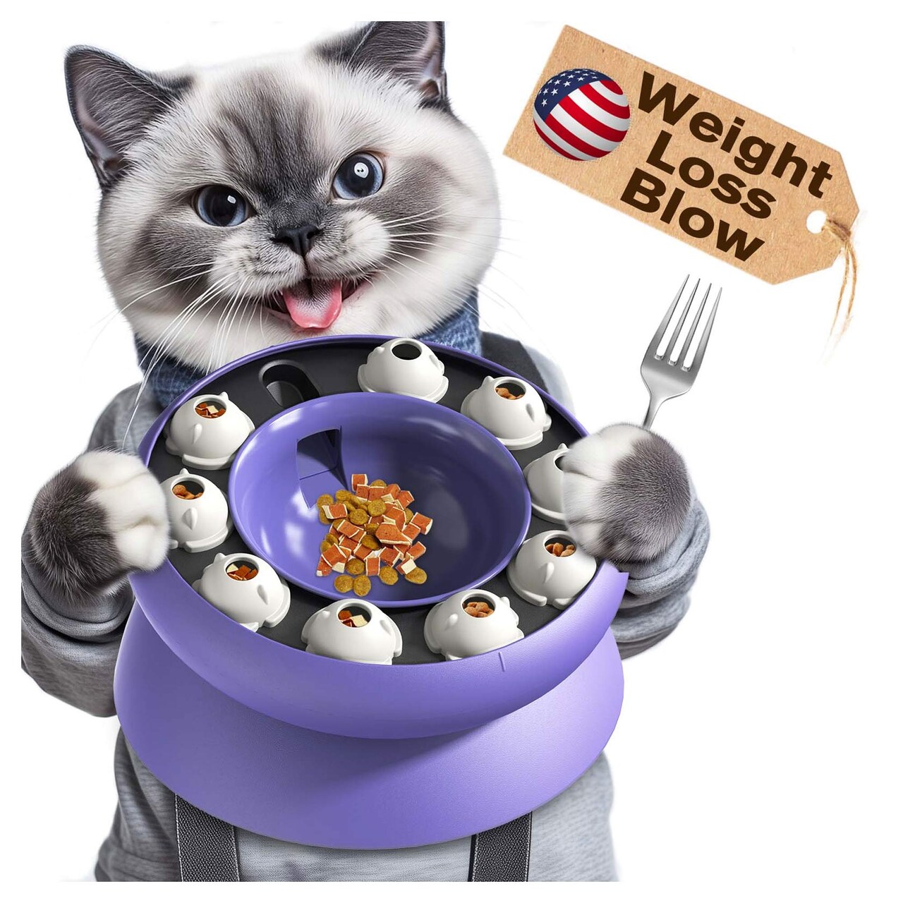 KADTC Cat Puzzle Feeder Toy, Interactive Slow Feed IQ Game for Cats 8.27" x 8.27" x 4.76"